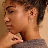 Silver Bar  Hollow Round Ear Jackets