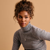 Rectangular Mexican Heart Pendant with Silver Sequin Crossed Chain