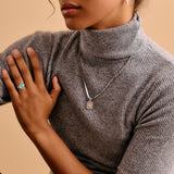 Rectangular Mexican Heart Pendant with Silver Sequin Crossed Chain