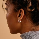 Square Silver Hoop Earrings