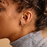 Single Silver Short Lobe Hugging Earring